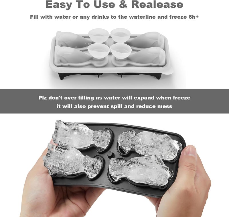 ACOOKEE Golden Retriever Dog Ice Cube Mold, 4 Hole Fun Shapes Large Golden Retriever Dog Ice Cube Tray for Whiskey,Cocktail,Bourbon, Cute Novelty Golden Retriever Gifts for Women, BPA Free - Image 5